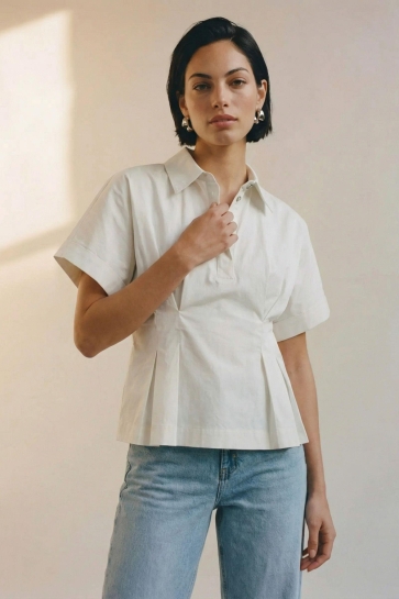 Vero Moda Blouse VMFRIBA 2/4 SHIRT WVN 10340036 SNOW WHITE