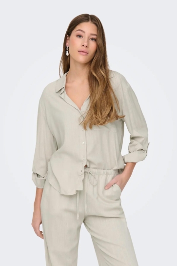 Jacqueline de Yong Blouse JDYCAYA LINEN LOOSE L/S SHIRT WVN N 15346548 MOONBEAM
