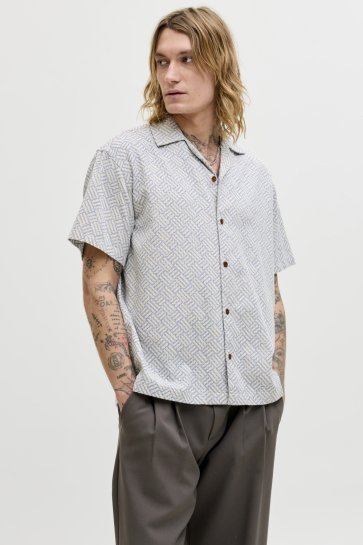 Jack & Jones Overhemd JPRBLUWINSON PRINT DOBBY S/S SHIRT 12291956 ASHLEY BLUE/RELAXFIT