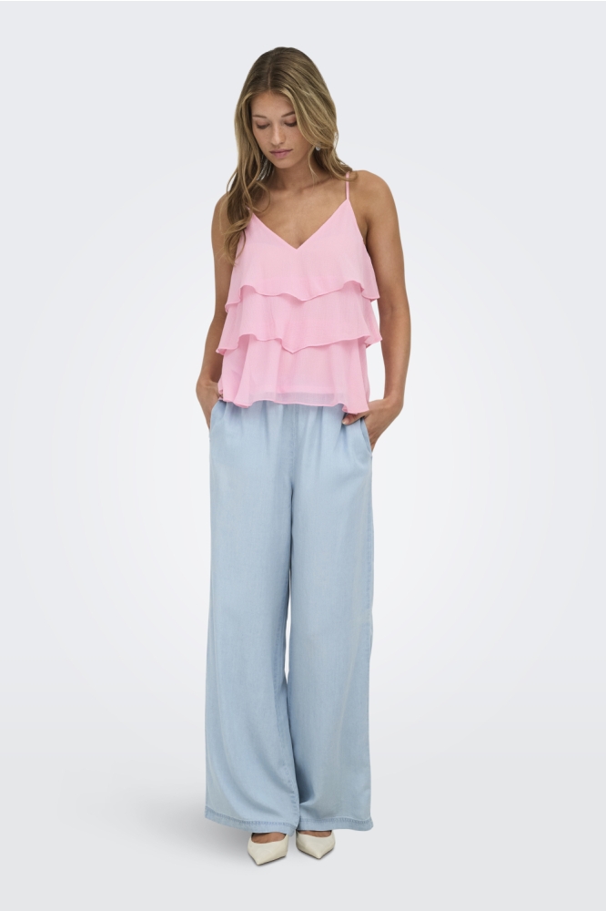 Only roze dames top | Model vooraanzicht
