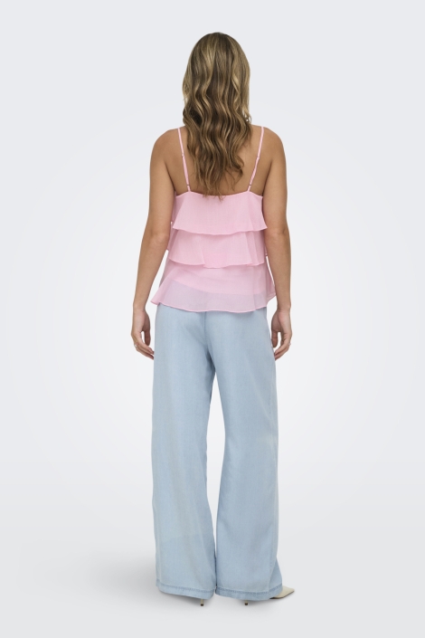 Only roze dames top | Model achteraanzicht
