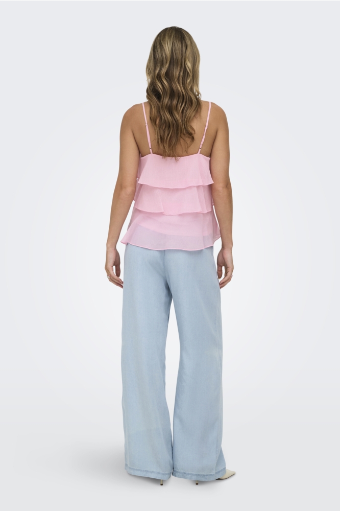 Only roze dames top | Model achteraanzicht
