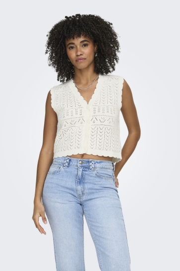 Only Gilet ONLIRINA V-NECK BUTTON VEST KNT NOO 15363681 CLOUD DANCER