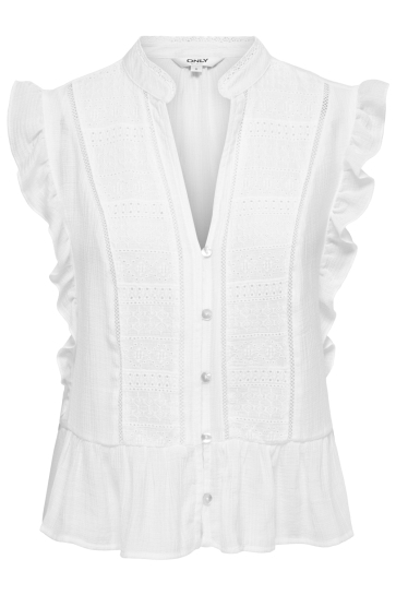 Only Blouse ONLHENNY S/L FRILL BUTTON TOP NOOS 15374978 BRIGHT WHITE