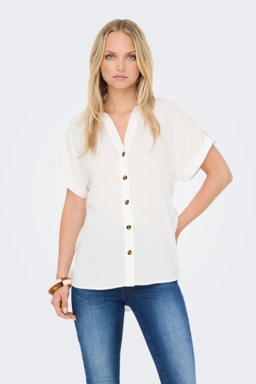 Only Blouse ONLYASMIN SHIRT S/S WVN NOOS 15348758 SNOW WHITE