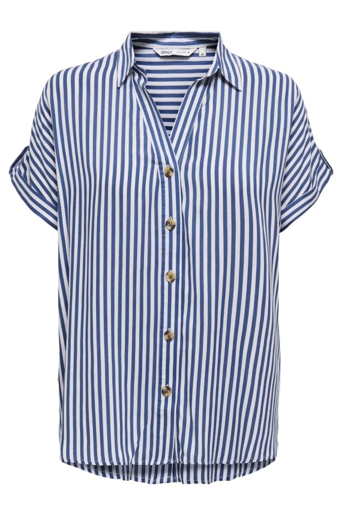 Only blauwe dames blouse | Vooraanzicht
