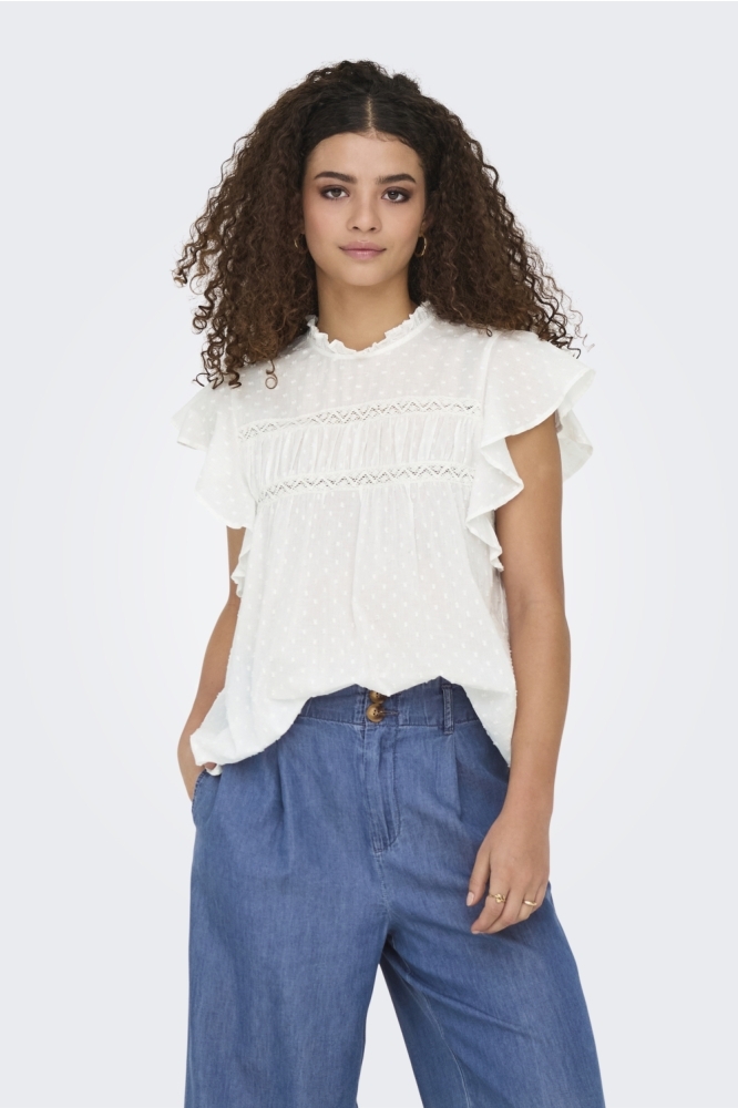 Only witte dames t-shirt | Model vooraanzicht