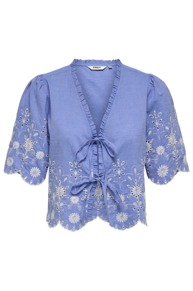 Only blauwe dames blouse | Vooraanzicht