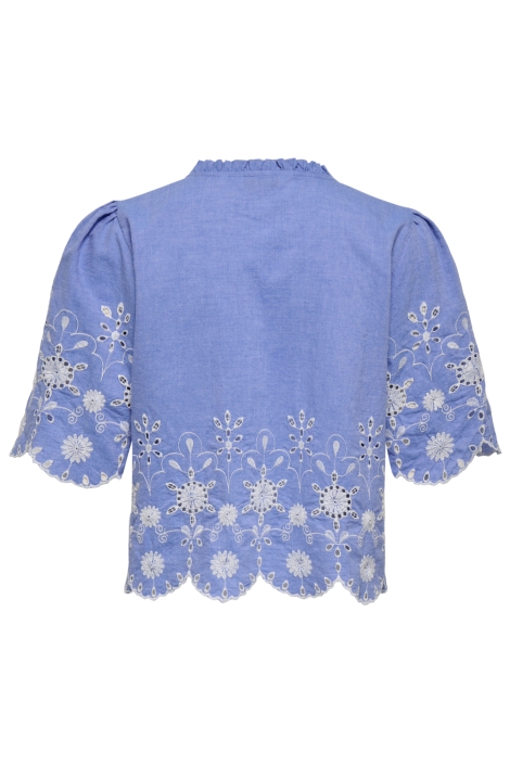 Only blauwe dames blouse | Achteraanzicht