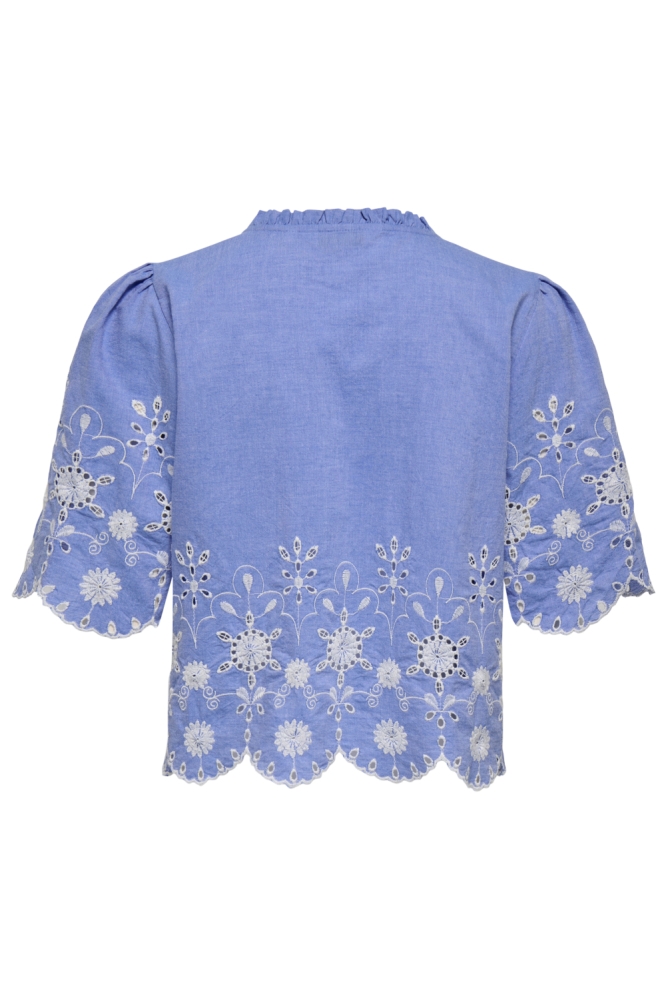 Only blauwe dames blouse | Achteraanzicht