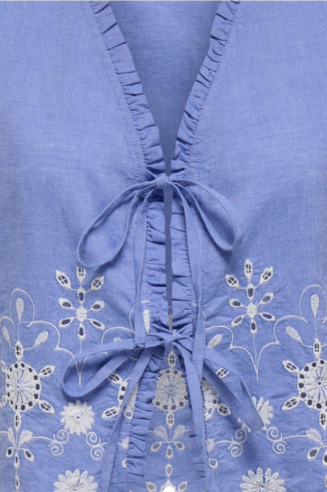 Only blauwe dames blouse | Close up