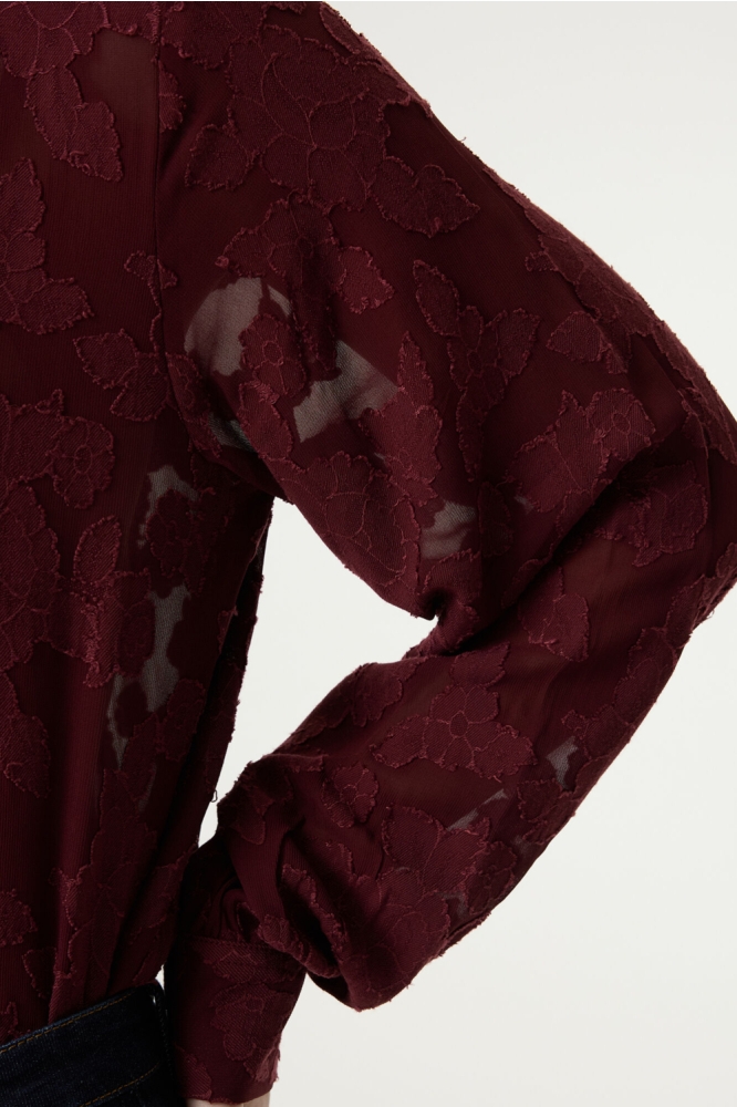 Garcia bordeaux dames blouse | Close up