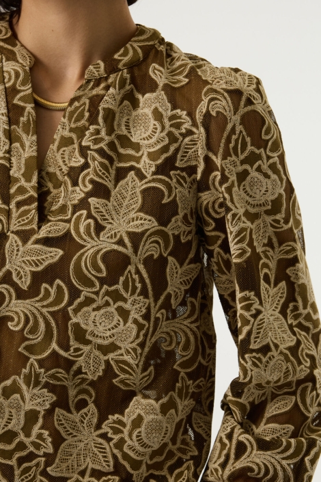 Garcia bruine dames blouse | Close up