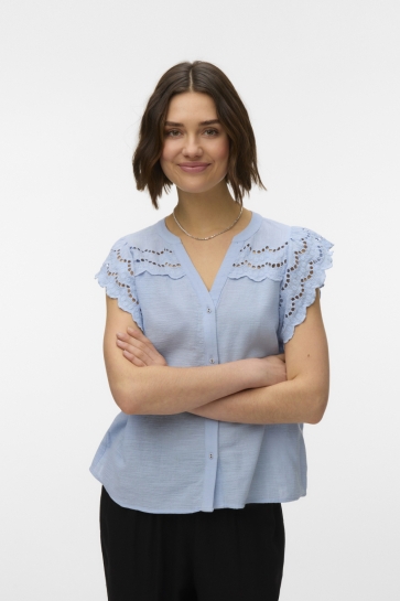 Vero Moda Blouse VMJAYLA S/L TOP WVN BTQ GA 10341329 BRUNNERA BLUE
