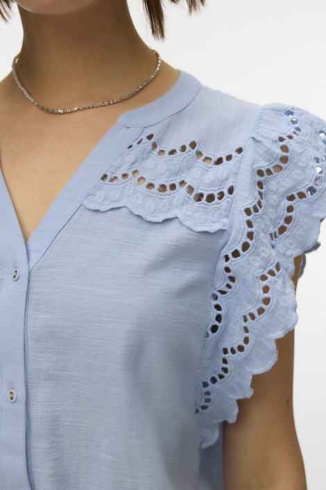 Vero Moda blauwe dames blouse | Close up