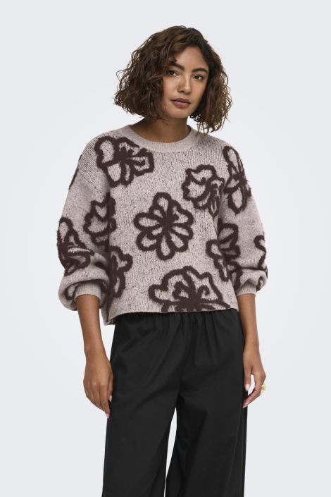 Only beige dames trui | Model vooraanzicht