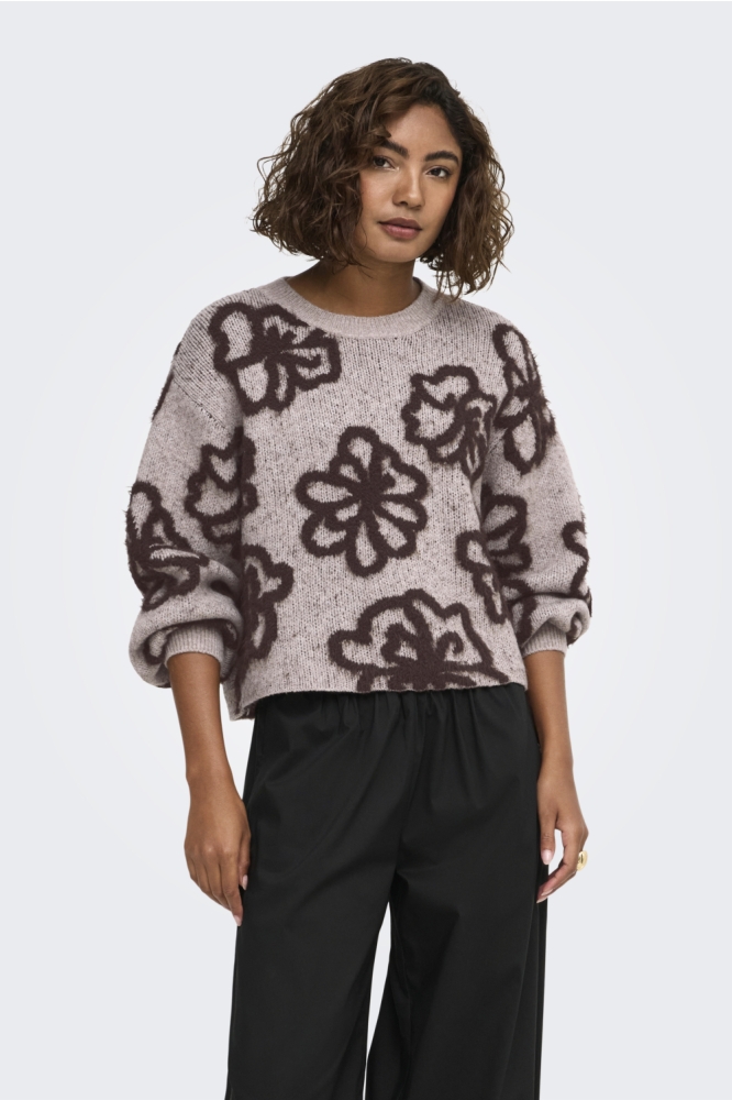 Only beige dames trui | Model vooraanzicht