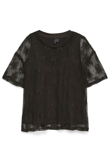 Vero Moda T-shirt VMNIKITA S/S O-NECK TOP JRS BTQ FR 10353558 Chocolate Torte/CHOCOLATE