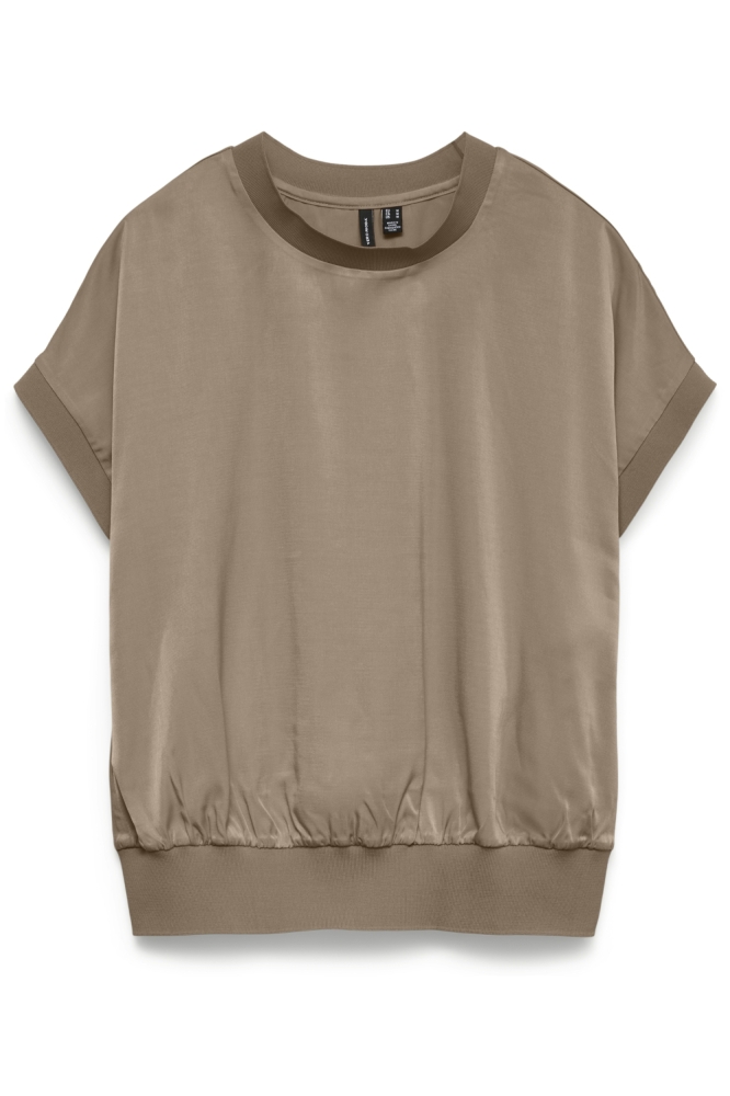 Vero Moda camel dames t-shirt | Vooraanzicht