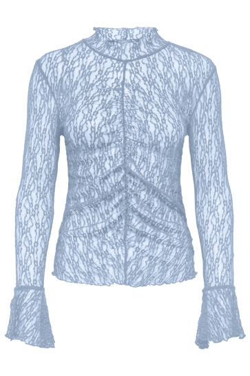 Jacqueline de Yong Top JDYLALA L/S HIGH NECK LACE TOP JRS 15377339 Cashmere Blue