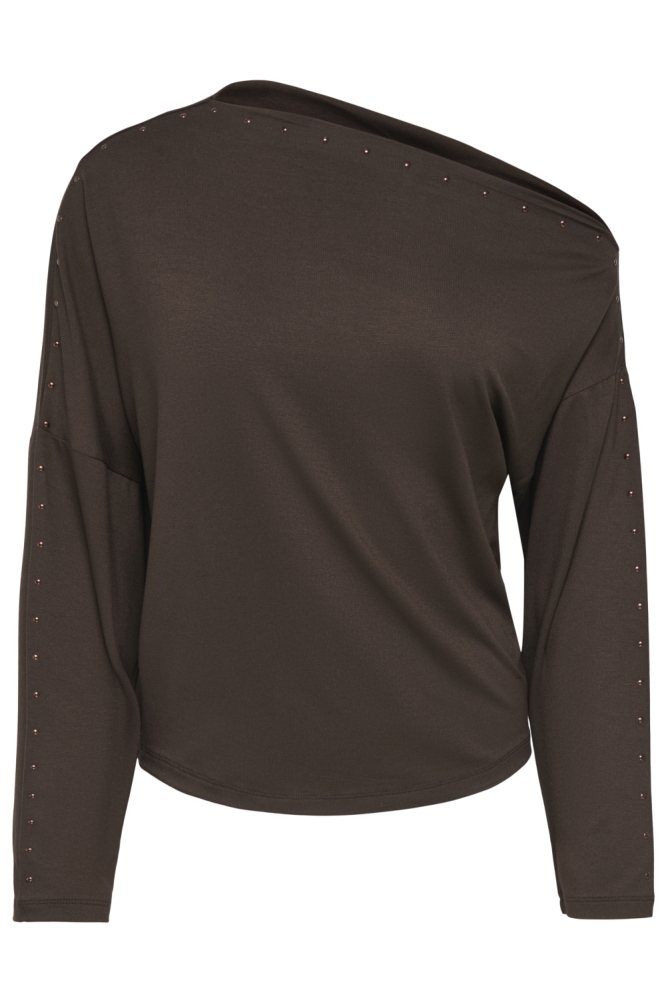 Only bruine dames t-shirt | Vooraanzicht