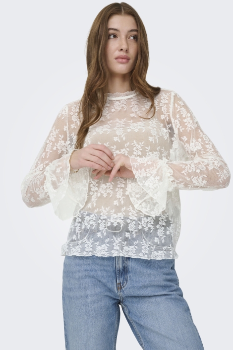 Only witte dames top | Model vooraanzicht