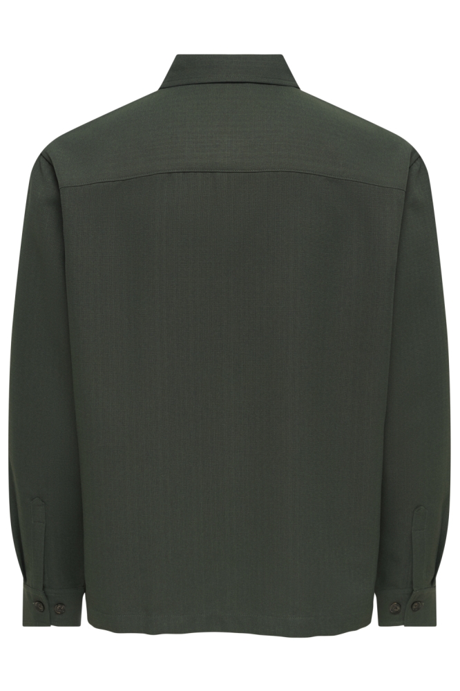 Only & Sons groene heren overhemd | Achteraanzicht