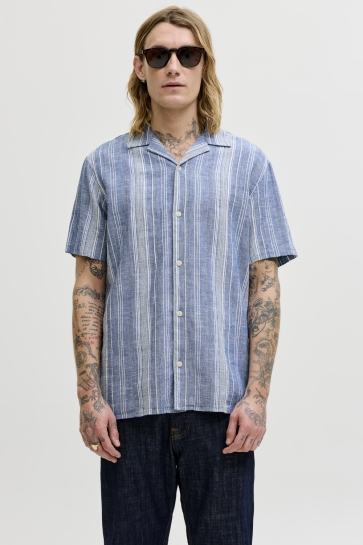 Jack & Jones jprblusummer lin. blen dobby ss shi Blauw