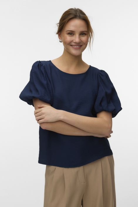 Vero Moda blauwe dames t-shirt | Model vooraanzicht