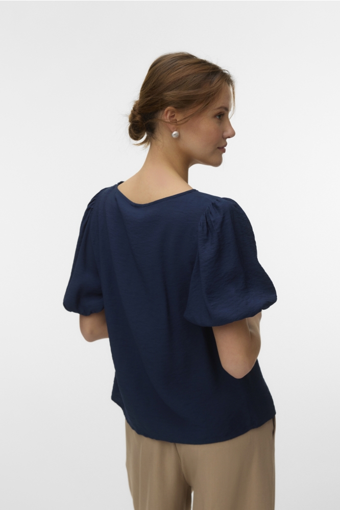 Vero Moda blauwe dames t-shirt | Model achteraanzicht