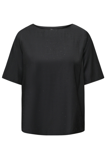 Jacqueline de Yong T-shirt JDYVILMA 2/4 TOP WVN 15382849 BLACK/RHINESTONE