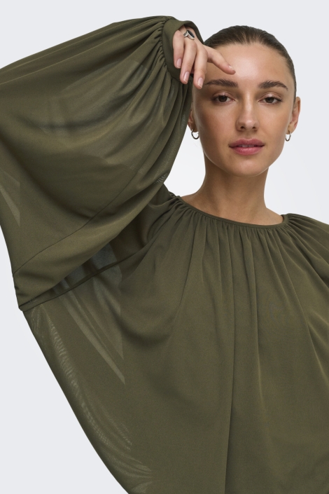 Jacqueline de Yong groene dames blouse | Close up