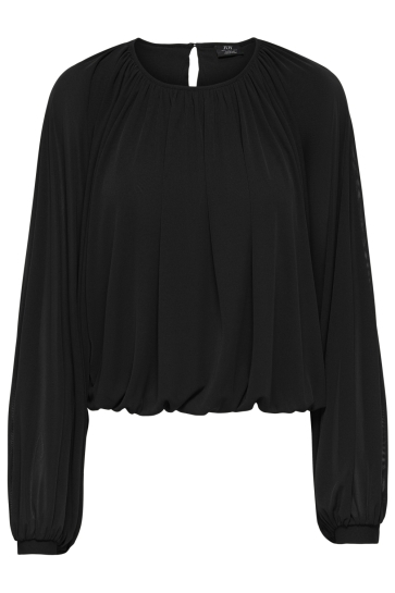 Jacqueline de Yong T-shirt JDYUSO L/S BUBBLEHEM TOP JRS 15382756 BLACK