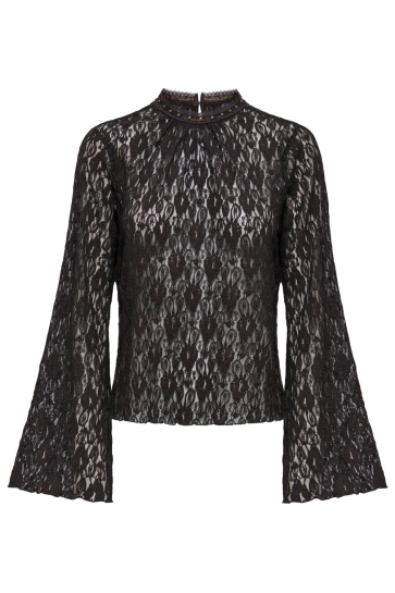 Jacqueline de Yong Top JDYGALLAS L/S DETAIL LACE TOP JRS 15384648 Chocolate Torte
