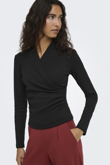 Jacqueline de Yong jdydaze l/s wrap top jrs Zwart