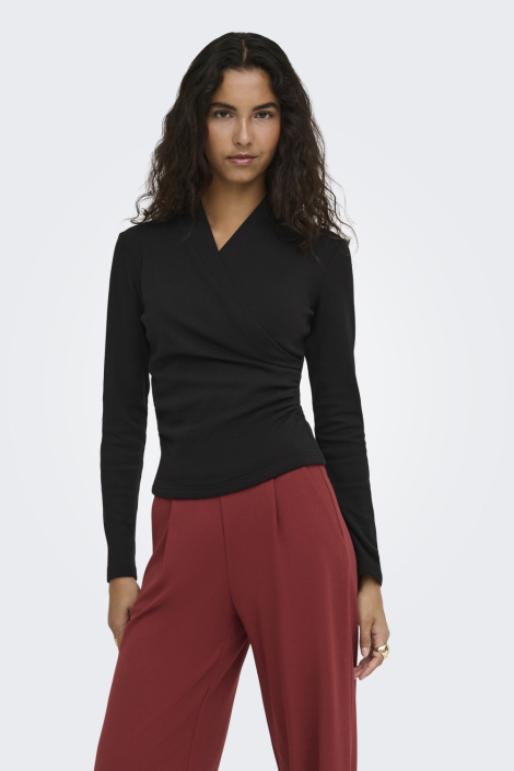 Jacqueline de Yong zwarte dames t-shirt | Model vooraanzicht