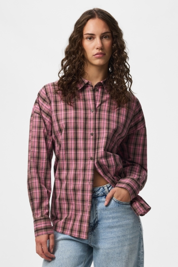 Pieces Blouse PCEVERETT L/S LOOSE SHIRT WVN 17167784 Coffee Quartz/Pink