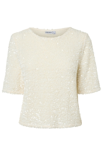 Pieces T-shirt PCKAMMY SS TOP JRS BC 17168476 Cloud Dancer