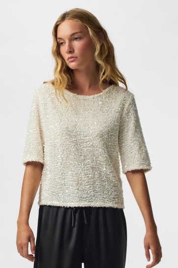 Pieces T-shirt PCKAMMY SS TOP JRS BC 17168476 Cloud Dancer