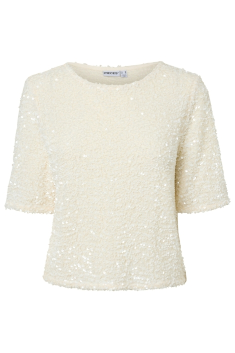 Pieces witte dames t-shirt | Vooraanzicht