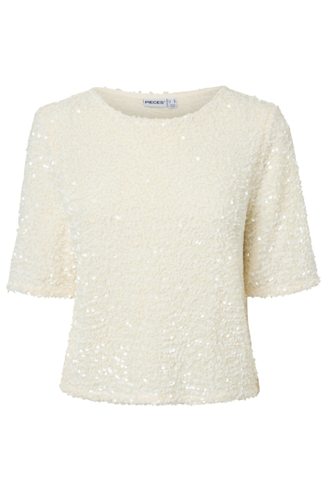 Pieces witte dames t-shirt | Vooraanzicht