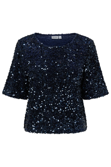 Pieces Top PCKAMMY SS TOP JRS BC 17168476 Maritime Blue/Blue sequins