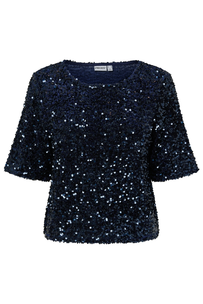 Pieces blauwe dames top | Vooraanzicht