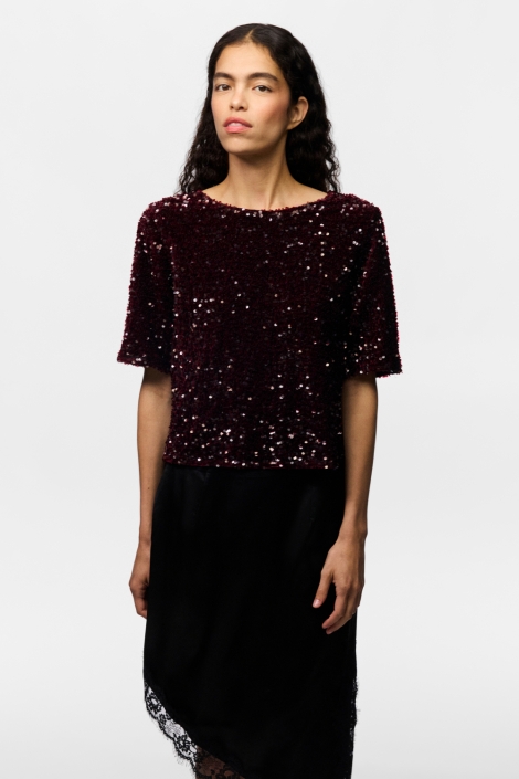 Pieces bordeaux dames t-shirt | Model