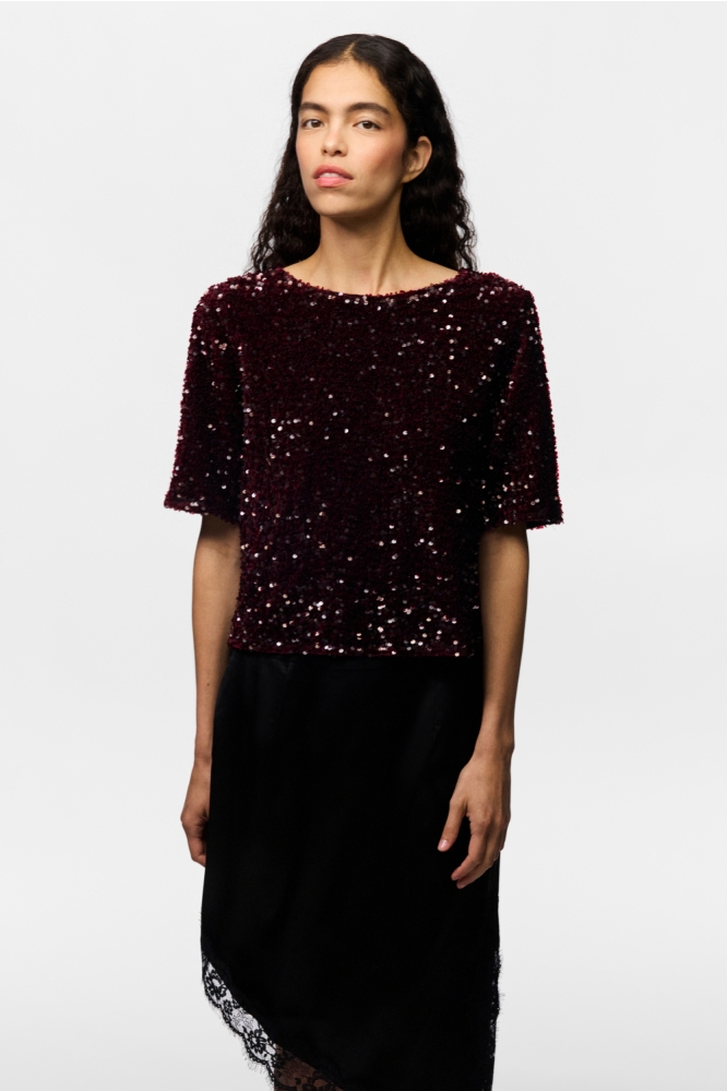 Pieces bordeaux dames t-shirt | Model