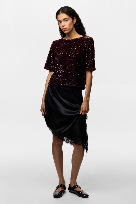 Pieces bordeaux dames t-shirt | Model