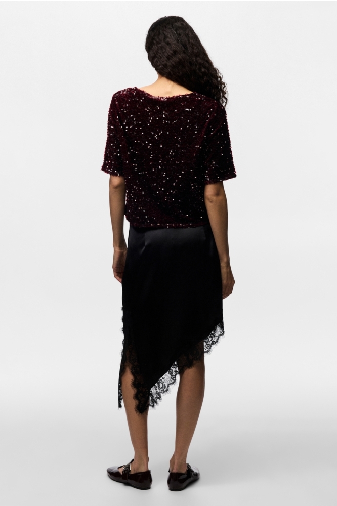 Pieces bordeaux dames t-shirt | Model