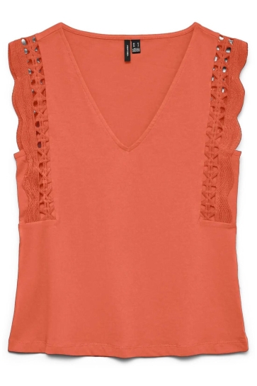 Vero Moda vmgabby sl v-neck top jrs ga Oranje