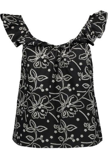 Vero Moda Top VMSASHI SL TOP WVN 10343441 Black/Birch emb flower