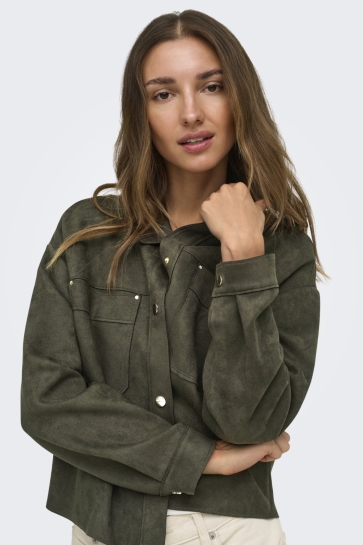 Jacqueline de Yong jdyjulle l/s fake suede shirt jrs n Groen